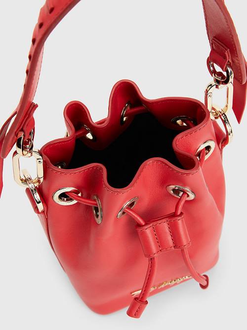 Red Tommy Hilfiger Small Luxe Leather Bucket Women's Bags | TH284TWC