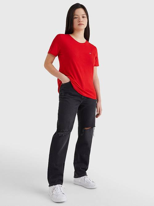 Red Tommy Hilfiger Soft Jersey Women's T Shirts | TH381CLO