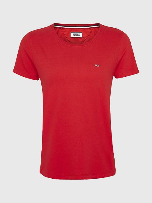 Red Tommy Hilfiger Soft Jersey Women's T Shirts | TH381CLO