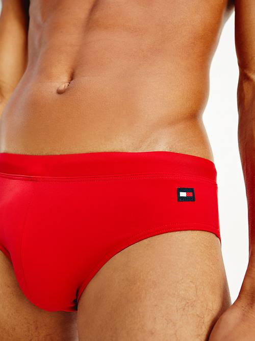 Red Tommy Hilfiger Solid Colour Briefs Men's Swimwear | TH275VGL