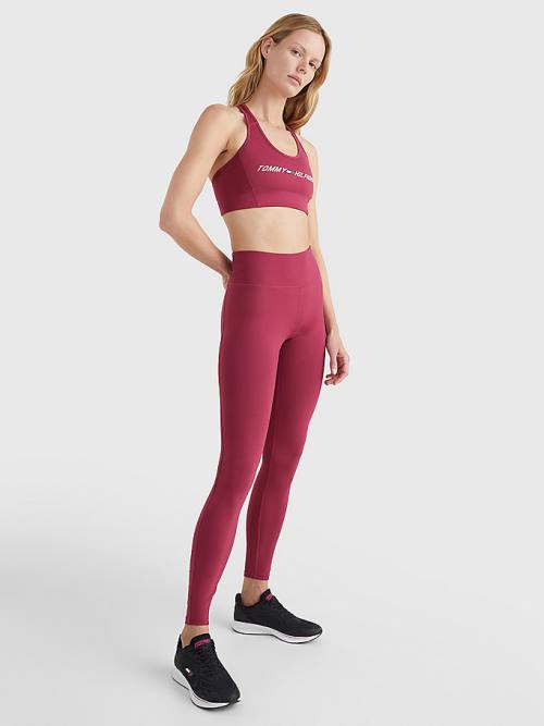 Red Tommy Hilfiger Sport Full Length Graphic Women's Leggings | TH812ZCV