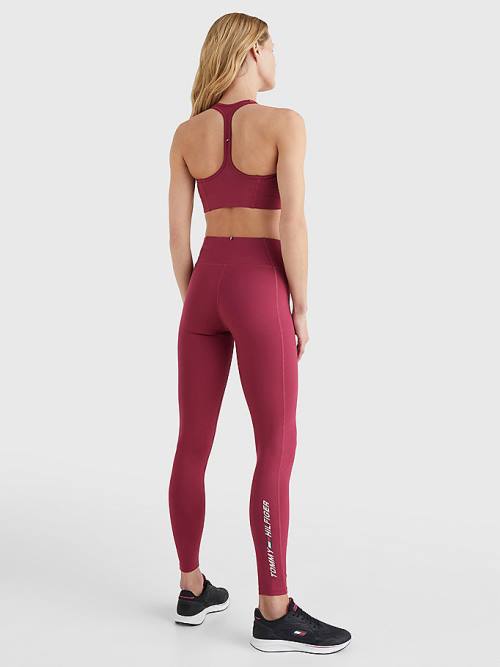 Red Tommy Hilfiger Sport Full Length Graphic Women's Leggings | TH812ZCV