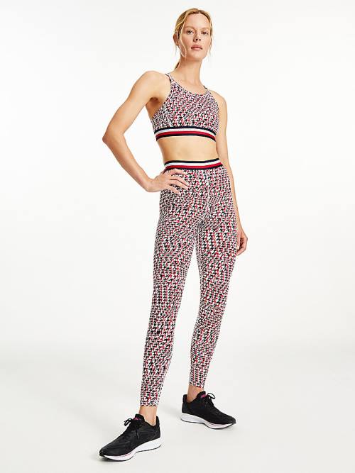 Red Tommy Hilfiger Sport Full Length Houndstooth Women's Leggings | TH194WKV