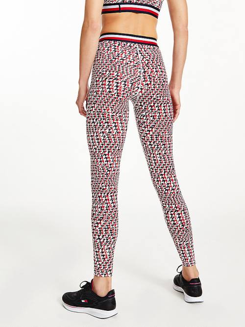 Red Tommy Hilfiger Sport Full Length Houndstooth Women's Leggings | TH194WKV