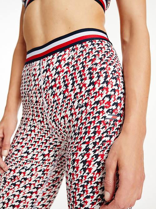 Red Tommy Hilfiger Sport Full Length Houndstooth Women\'s Leggings | TH194WKV