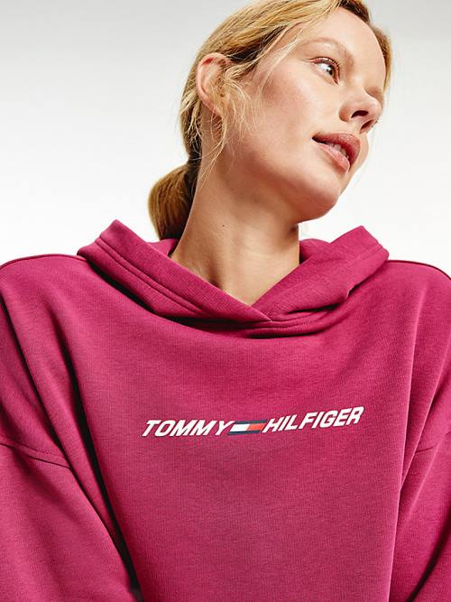 Red Tommy Hilfiger Sport Graphic Women's Hoodie | TH493CGI