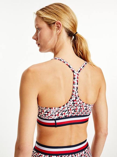 Red Tommy Hilfiger Sport Low Support Houndstooth Bra Women's Underwear | TH156HZN