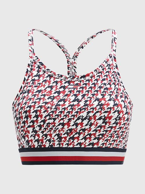 Red Tommy Hilfiger Sport Low Support Houndstooth Bra Women's Underwear | TH156HZN