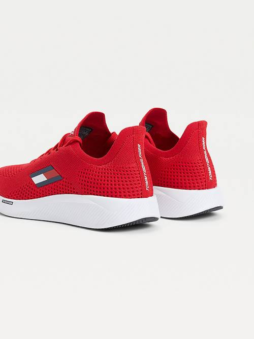 Red Tommy Hilfiger Sport Performance Knitted Men's Sneakers | TH560QAN