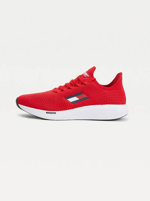 Red Tommy Hilfiger Sport Performance Knitted Men's Sneakers | TH560QAN