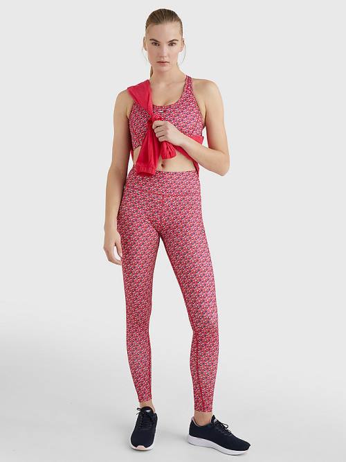 Red Tommy Hilfiger Sport Print Full Length Women's Leggings | TH173VJQ