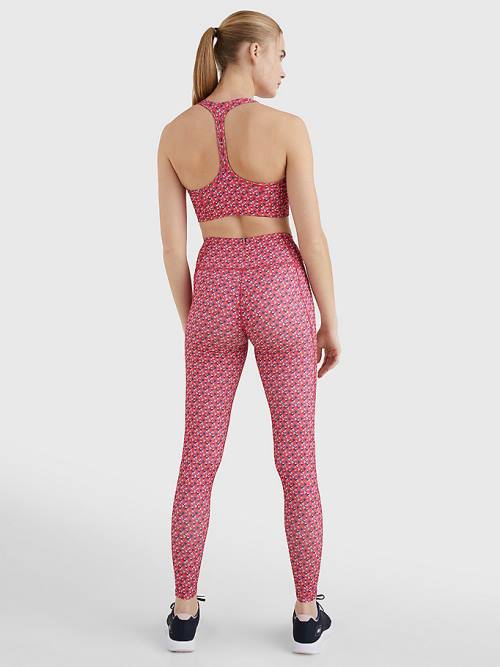 Red Tommy Hilfiger Sport Print Full Length Women's Leggings | TH173VJQ