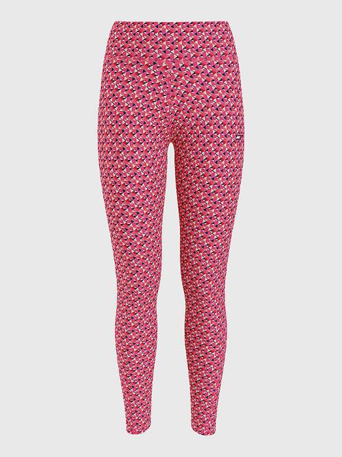 Red Tommy Hilfiger Sport Print Full Length Women's Leggings | TH173VJQ