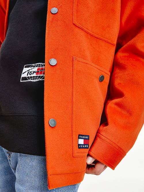 Red Tommy Hilfiger Stretch Moleskin Worker Men's Jackets | TH290RDL