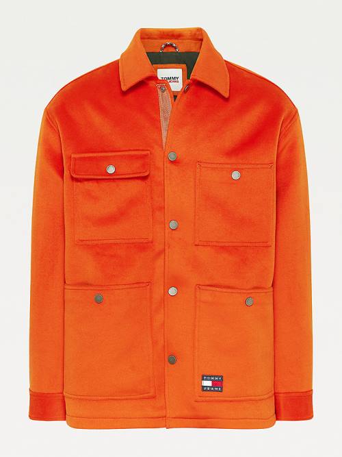 Red Tommy Hilfiger Stretch Moleskin Worker Men's Jackets | TH290RDL