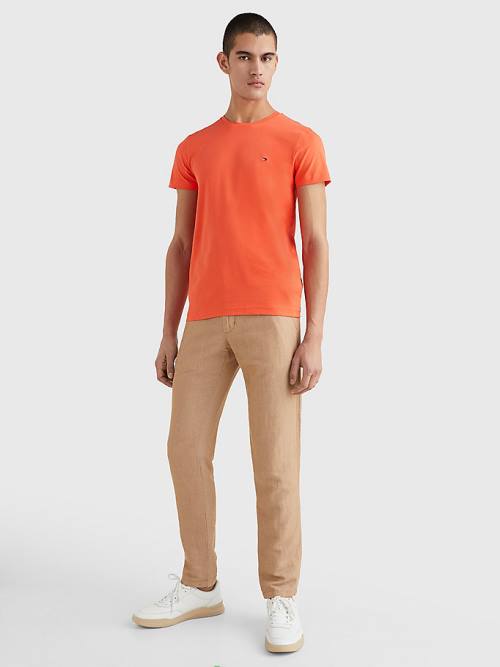 Red Tommy Hilfiger Stretch Organic Cotton Slim Fit Men's T Shirts | TH495UJT