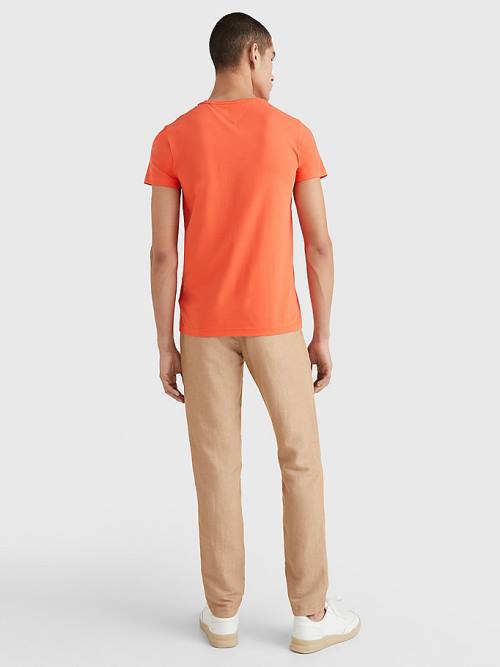 Red Tommy Hilfiger Stretch Organic Cotton Slim Fit Men's T Shirts | TH495UJT