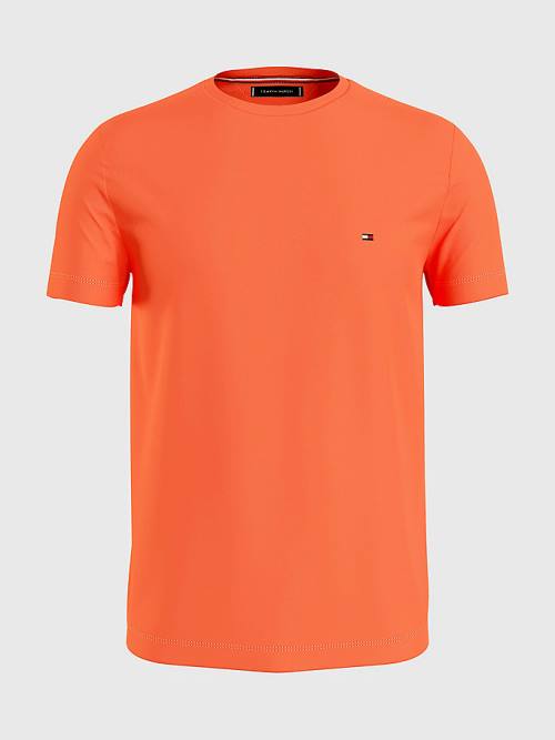 Red Tommy Hilfiger Stretch Organic Cotton Slim Fit Men's T Shirts | TH495UJT