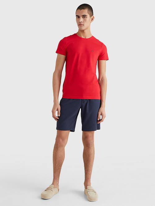 Red Tommy Hilfiger Stretch Organic Cotton Slim Fit Men's T Shirts | TH867QXH