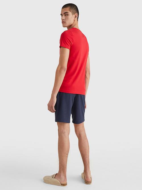 Red Tommy Hilfiger Stretch Organic Cotton Slim Fit Men's T Shirts | TH867QXH