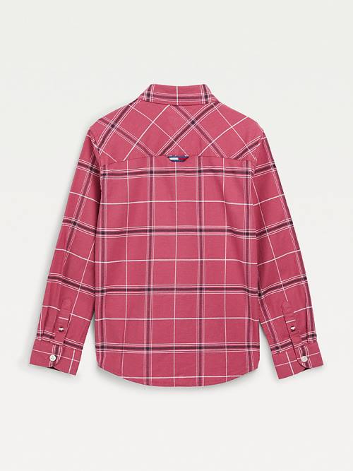 Red Tommy Hilfiger Stretch Oxford Cotton Check Boys' Shirts | TH160NVP