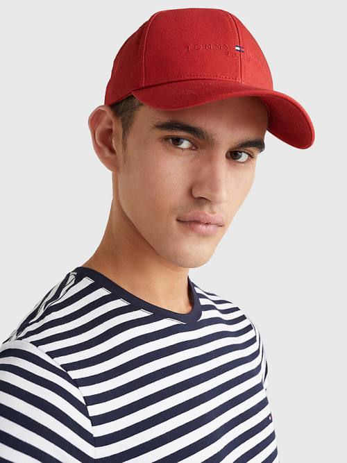 Red Tommy Hilfiger TH Established Baseball Cap Men's Hats | TH869BCK