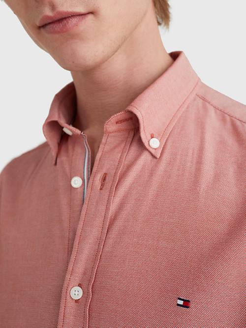 Red Tommy Hilfiger TH Flex Dobby Slim Fit Men's Shirts | TH574TGA