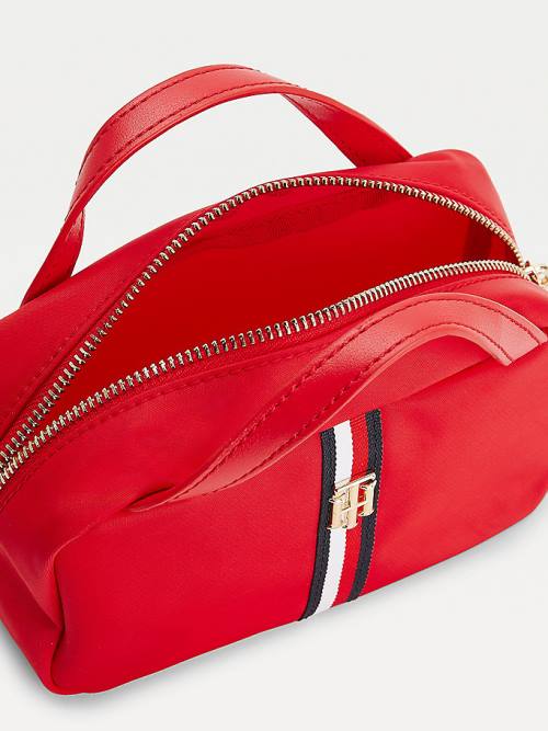 Red Tommy Hilfiger TH Interlock Makeup Case Women's Bags | TH146UDR