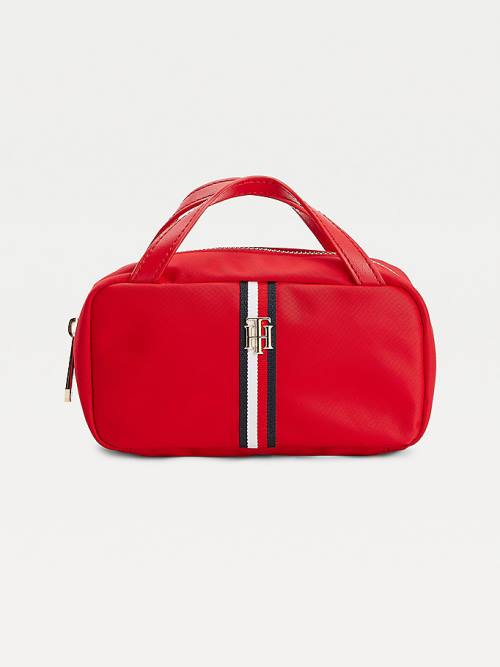 Red Tommy Hilfiger TH Interlock Makeup Case Women\'s Bags | TH146UDR