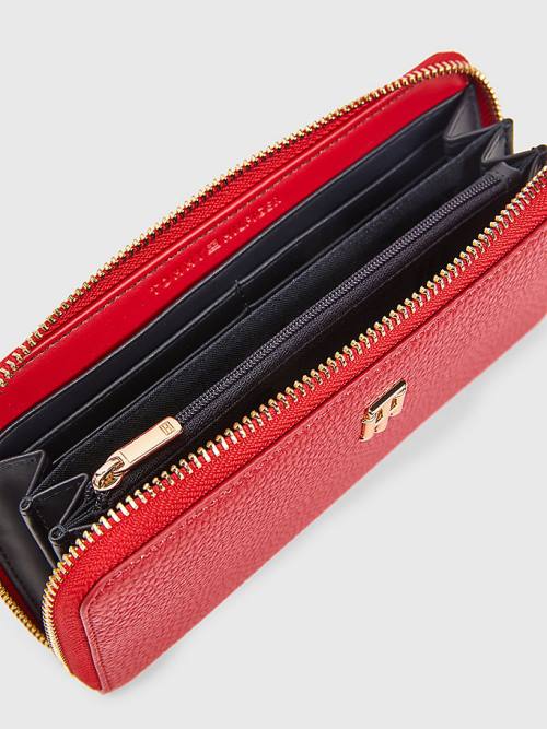 Red Tommy Hilfiger TH Monogram Large Zip-Around Women's Wallets | TH250OUB