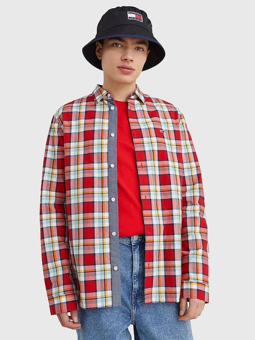 Red Tommy Hilfiger Tartan Check Men's Shirts | TH047XAN