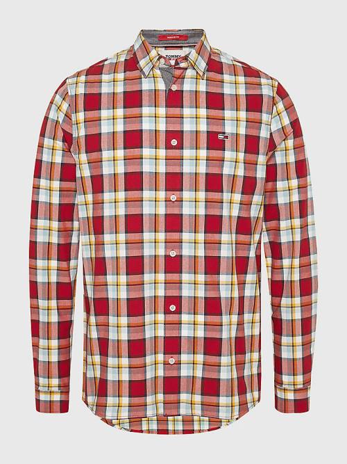 Red Tommy Hilfiger Tartan Check Men's Shirts | TH047XAN