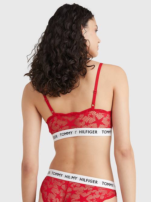 Red Tommy Hilfiger Tommy 85 Star Lace Non-Wired Push-Up Bra Women's Underwear | TH521FAZ