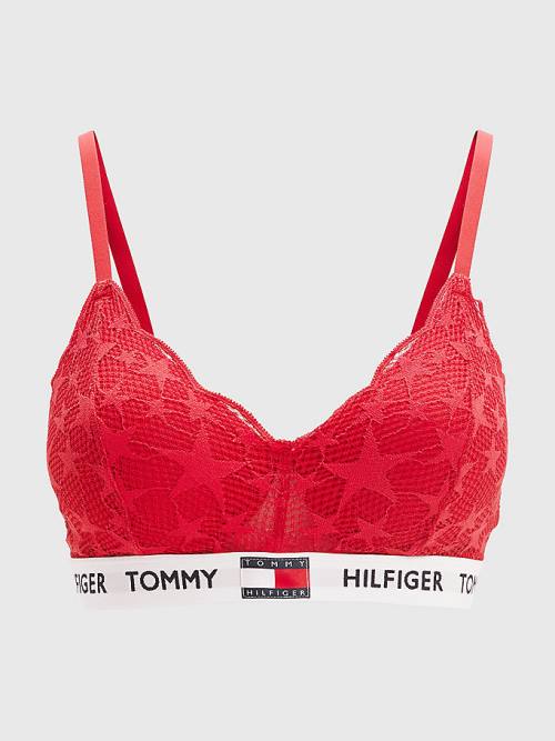 Red Tommy Hilfiger Tommy 85 Star Lace Non-Wired Push-Up Bra Women's Underwear | TH521FAZ