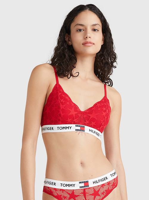 Red Tommy Hilfiger Tommy 85 Star Lace Non-Wired Push-Up Bra Women\'s Underwear | TH521FAZ