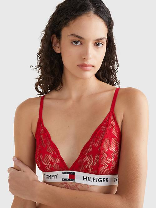 Red Tommy Hilfiger Tommy 85 Star Lace Triangle Bra Women's Underwear | TH954ISB