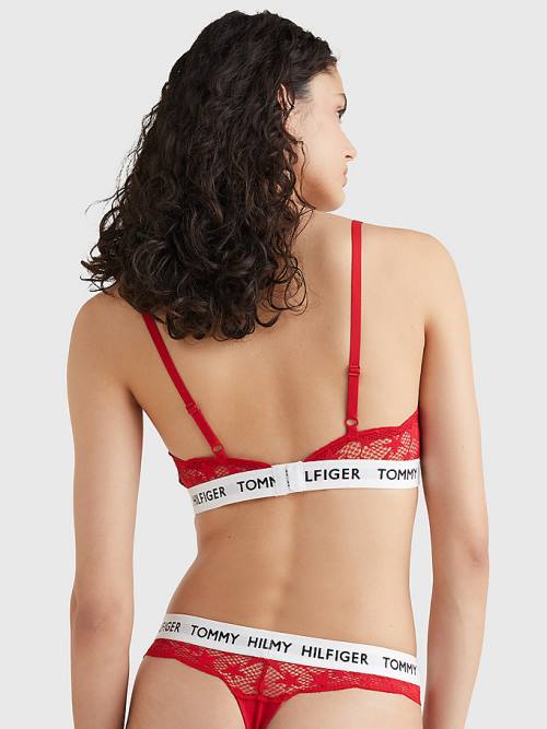 Red Tommy Hilfiger Tommy 85 Star Lace Triangle Bra Women's Underwear | TH954ISB