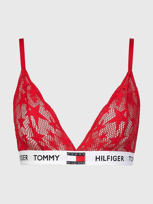 Red Tommy Hilfiger Tommy 85 Star Lace Triangle Bra Women's Underwear | TH954ISB