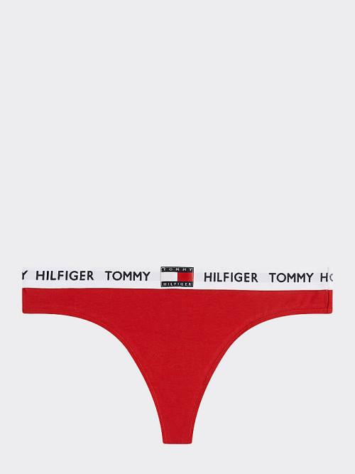 Red Tommy Hilfiger Tommy 85 Stretch Cotton Logo Thong Women's Underwear | TH218WCK