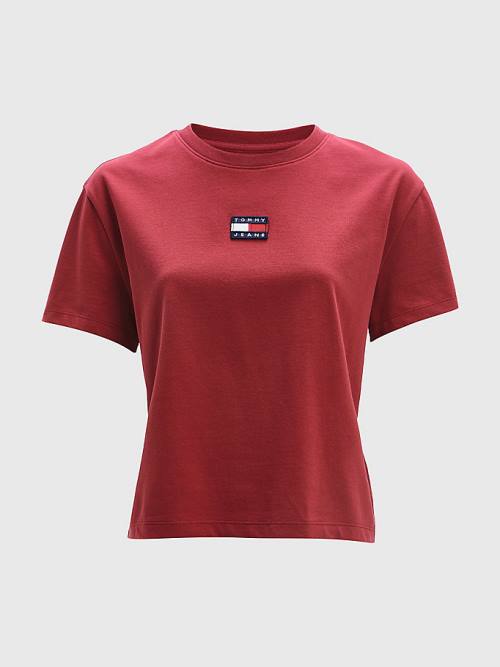 Red Tommy Hilfiger Tommy Badge Crew Neck Women's T Shirts | TH195SYE