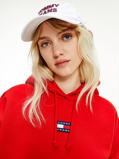 Red Tommy Hilfiger Tommy Badge Women's Hoodie | TH349PLV