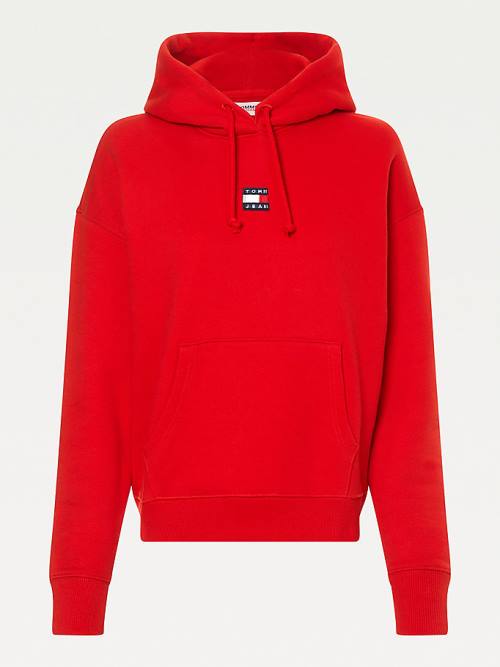 Red Tommy Hilfiger Tommy Badge Women's Hoodie | TH349PLV