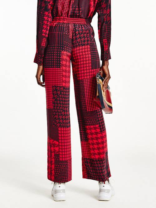 Red Tommy Hilfiger Tommy Icons Relaxed Tapered Patchwork Women's Pants | TH508OQF