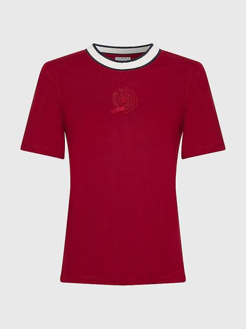 Red Tommy Hilfiger Tommy Icons Slim Fit Women's T Shirts | TH715EOS