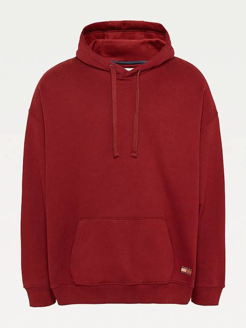 Red Tommy Hilfiger Tonal Logo Men's Hoodie | TH519BAV