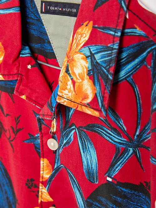 Red Tommy Hilfiger Tropical Print Short Sleeve Boys' Shirts | TH987WXL