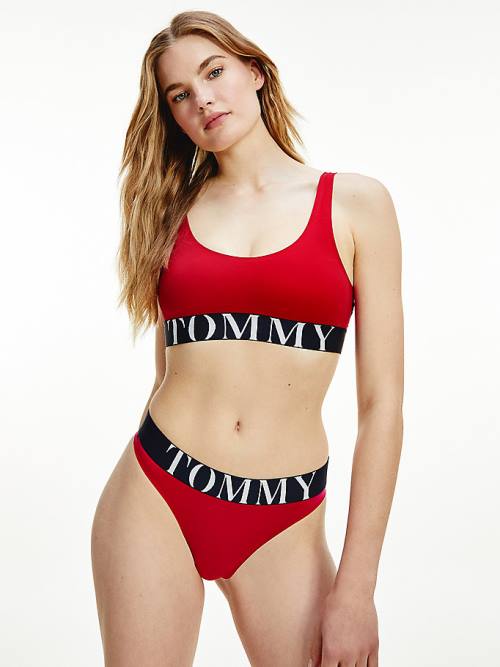 Red Tommy Hilfiger Ultra Soft Logo Underband Bralette Women's Underwear | TH847AXF