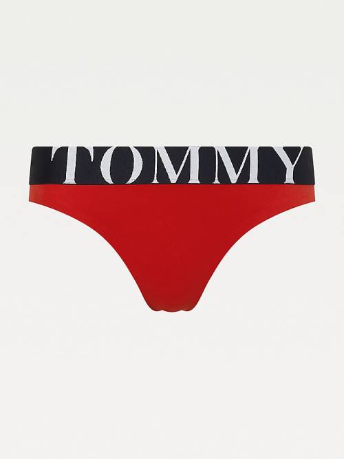 Red Tommy Hilfiger Ultra Soft Logo Waistband Thong Women's Underwear | TH159FXW