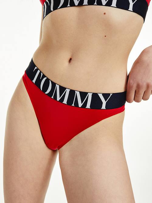 Red Tommy Hilfiger Ultra Soft Logo Waistband Thong Women\'s Underwear | TH159FXW