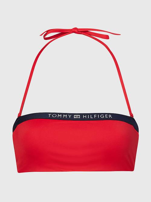 Red Tommy Hilfiger Underwired Unpadded Bandeau Bikini Top Women's Swimwear | TH612KOS